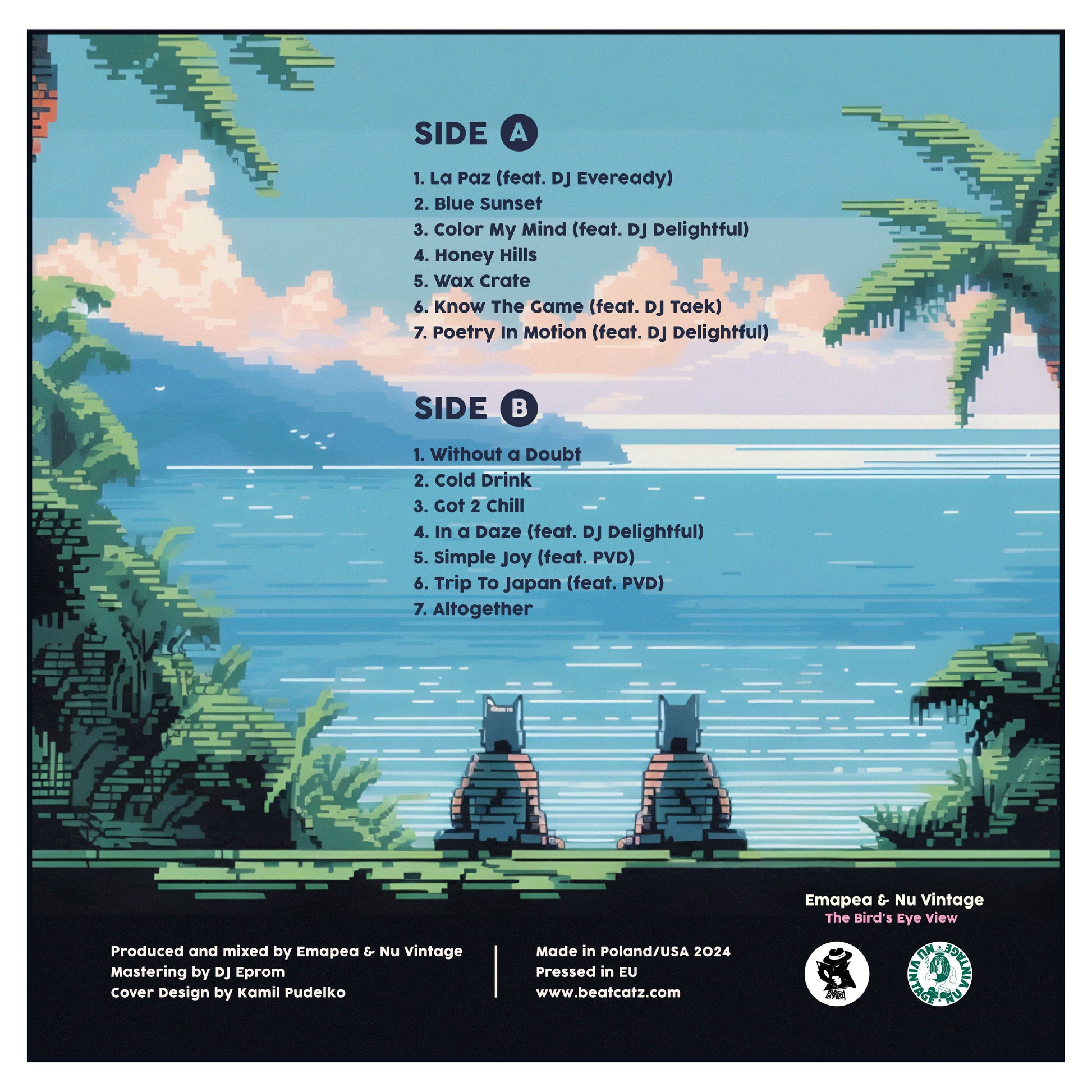 Tracklist for Emapea & Nu Vintage - The Bird's Eye View LP | Lo-Fi Jazz & Boom Bap Vinyl Back Cover
