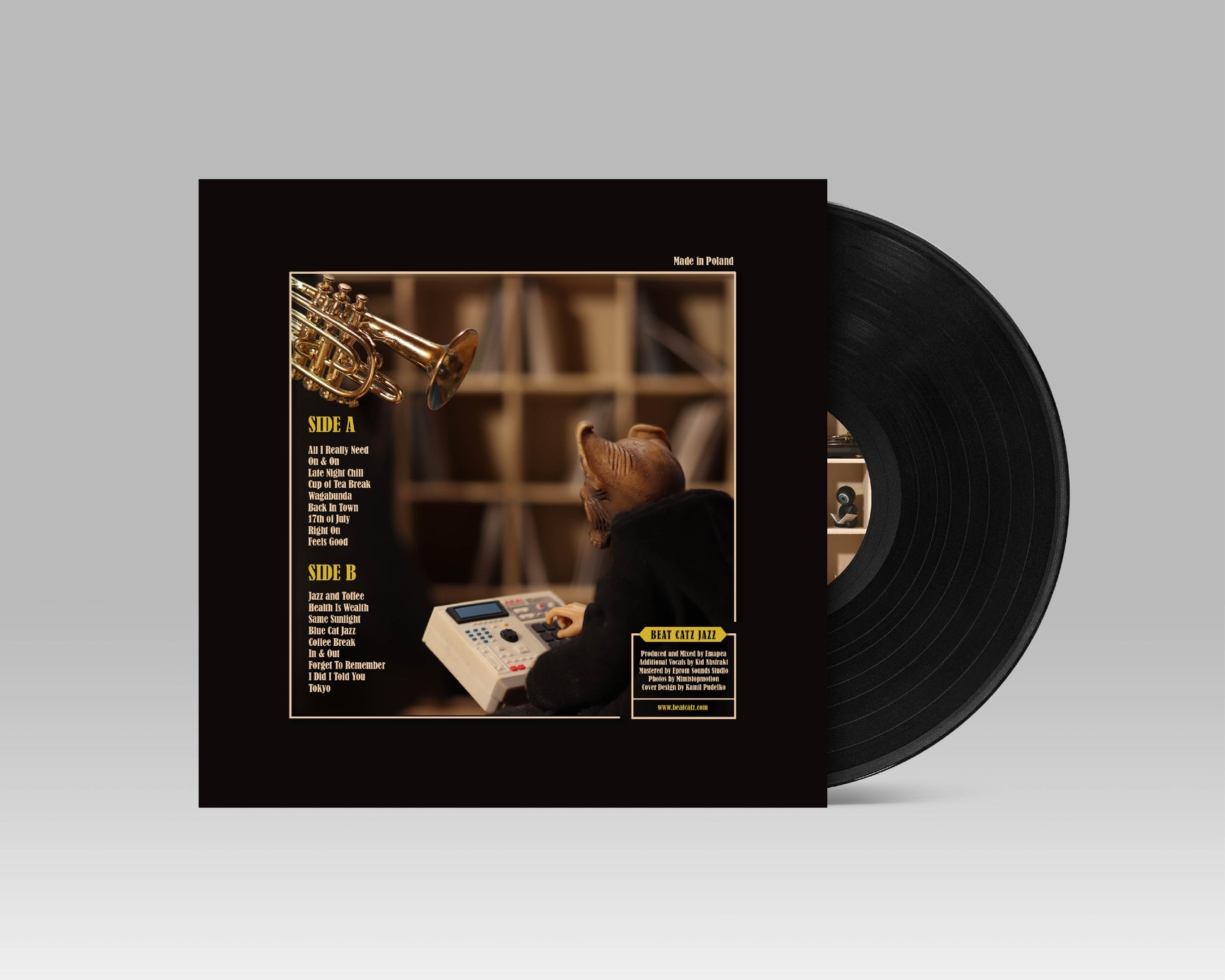 Emapea - Beat Catz Jazz LP | Back Cover with Tracklist & Production Credits (Black Vinyl Edition)