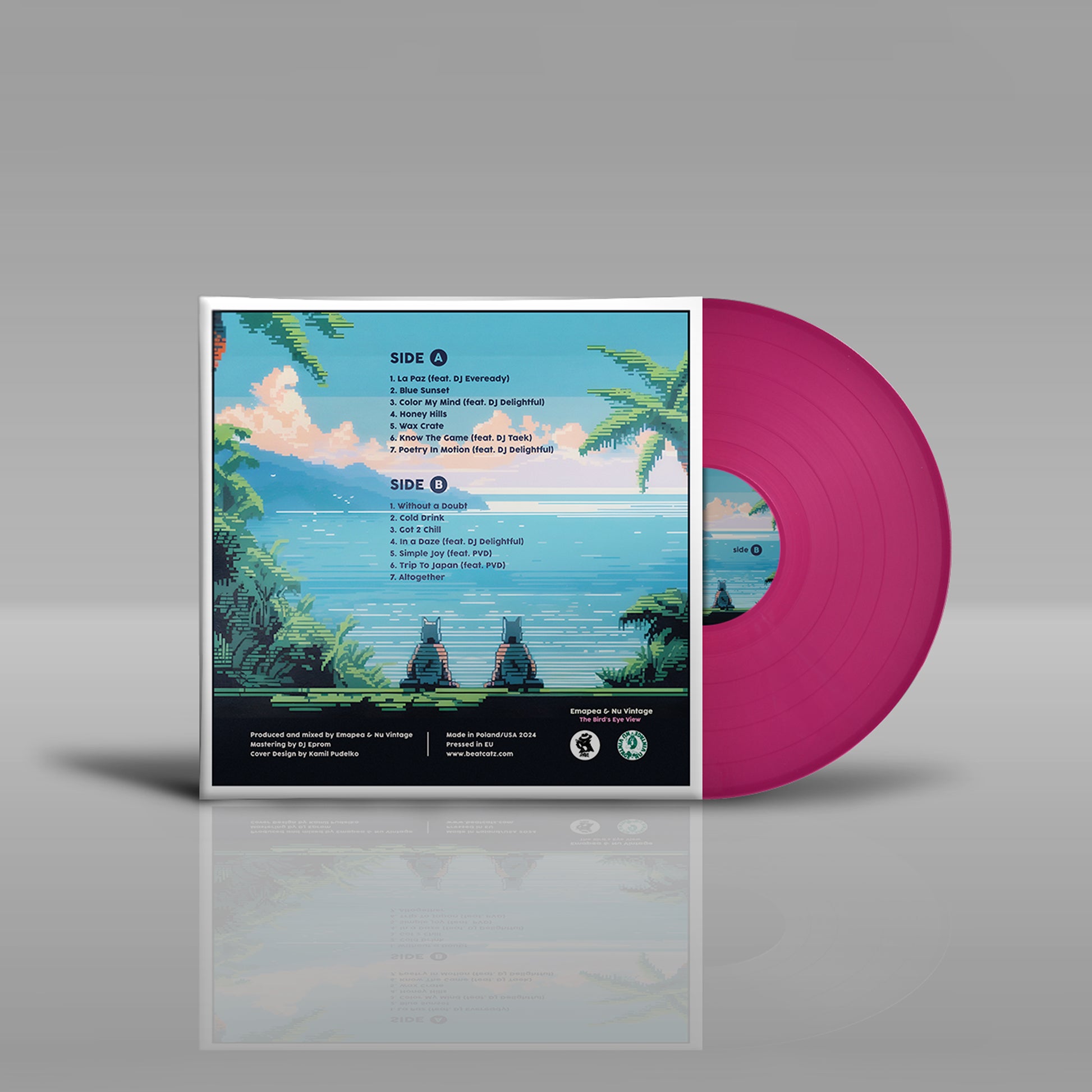 The Bird's Eye View LP (Vinyl). Emapea & Nu Vintage Cover - Clear Magenta Back